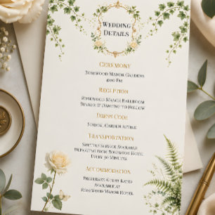 Cartão de Detalhes de Casamento no Jardim Secreto