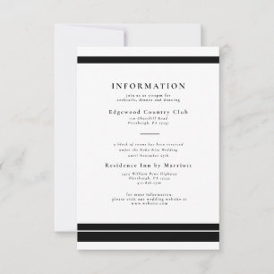 Cartão de Detalhes de Casamento Preto e Branco Ele