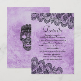 Cartão de Detalhes de Casamento Purple Gothic Blac