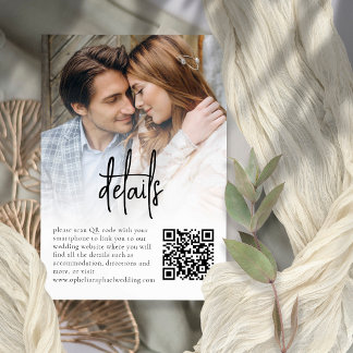Cartão de Detalhes de Casamento QR de Sobreposição