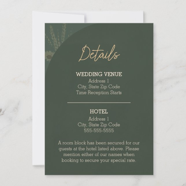 Cartão de Detalhes de Casamento Rústico Marrom (Frente)