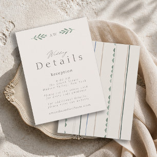Cartão de Detalhes de Casamento Sage Green com Par
