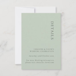 cartão de detalhes de casamento Simple Sage