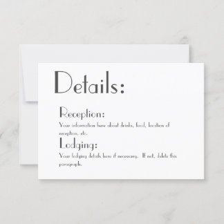 Cartão de Detalhes de Casamento Simples