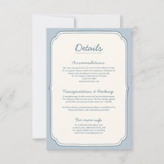 Cartão de Detalhes de Casamento Simples com Listra