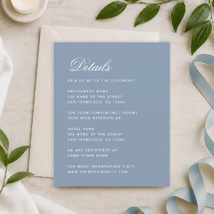 Cartão de Detalhes de Casamento Simples Tom Azul P