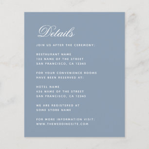 Cartão de Detalhes de Casamento Simples Tom Azul P