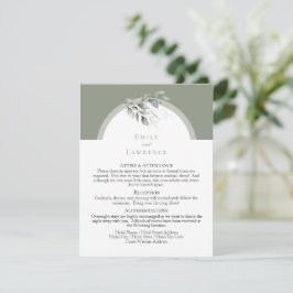 Cartão de Detalhes de Casamento Verde Sálvia Eucal