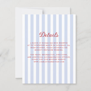 Cartão de Detalhes de Casamento Vermelho e Azul co