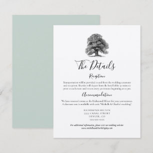 cartão de detalhes de casamento Vintage Oak Tree