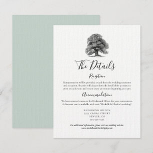 cartão de detalhes de casamento Vintage Oak Tree