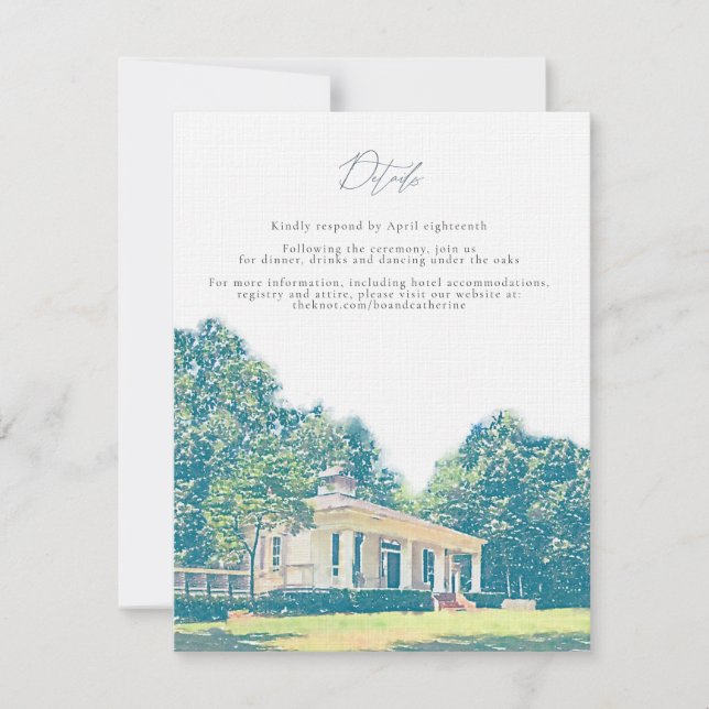 Cartão de detalhes de Catherine & Bo (Frente)