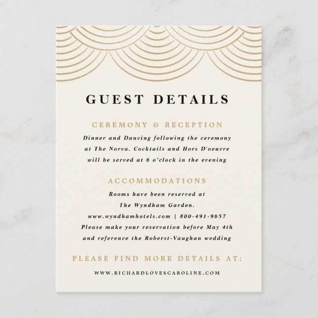 Cartão de Detalhes de Convidados com Luzes de Cord (Frente)