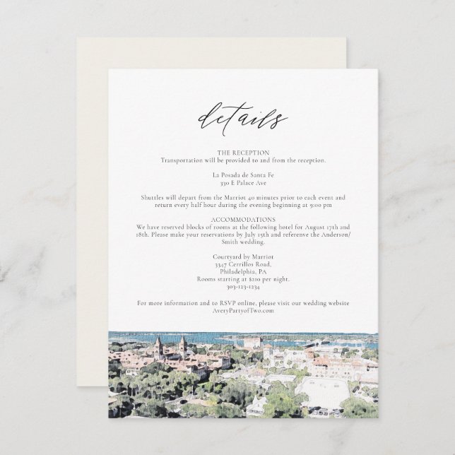 Cartão de Detalhes de Destino do Skyline RUA AUGUS (Frente/Verso)