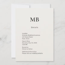 Cartão de Detalhes de Micro Casamento Minimal Mode