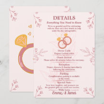 Cartão de Detalhes de Noivado Floral Blush Editáve
