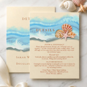 Cartão de Detalhes de Onda do Oceano Azul Romântic