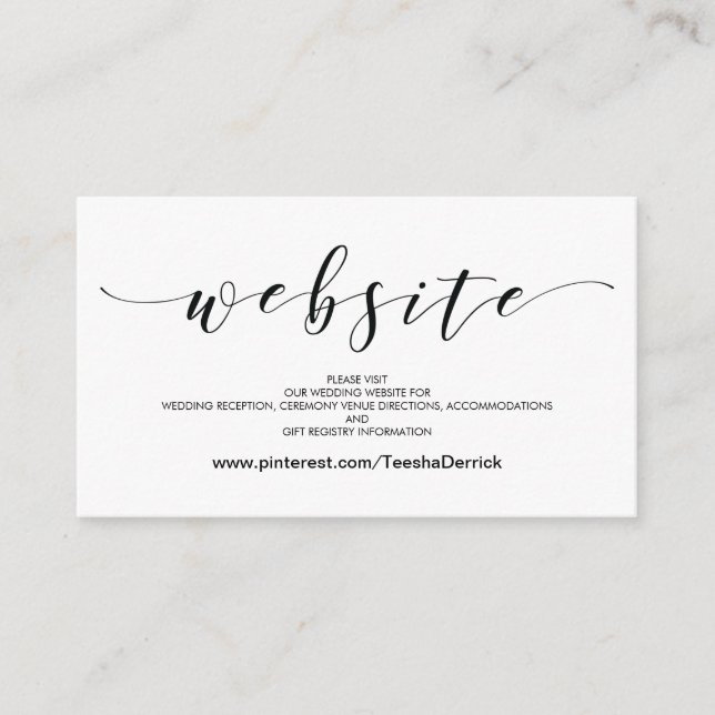 Cartão de Detalhes do Belo Site de Casamento Inclu (Frente)