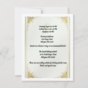 Cartão de Detalhes do Casamento Acrílico Dourado M