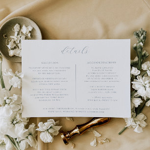 Cartão de Detalhes do Casamento Azul com Empoeiram