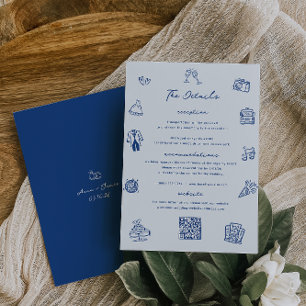Cartão de Detalhes do Casamento Azul Francês