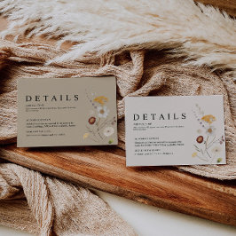 Cartão de Detalhes do Casamento Boho Wildflower