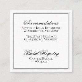 Cartão de Detalhes do Casamento Branco e Preto Ele