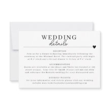Cartão de Detalhes do Casamento Branco Negro Minim