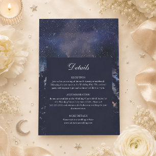 Cartão de Detalhes do Casamento Celestial da Flore