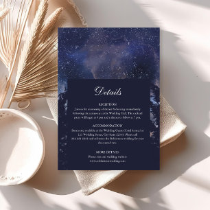 Cartão de Detalhes do Casamento Celestial da Flore