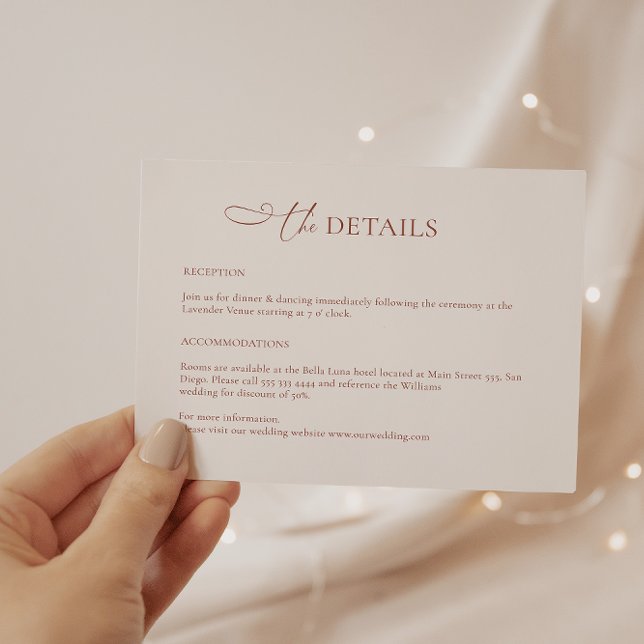 Cartão de Detalhes do Casamento de Boho Terracotta (Criador carregado)