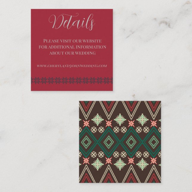 Cartão de Detalhes do Casamento de Férias no Lodge (Frente/Verso)