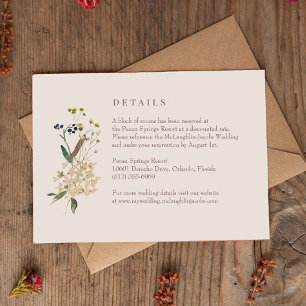 Cartão de Detalhes do Casamento de Flores Selvagen