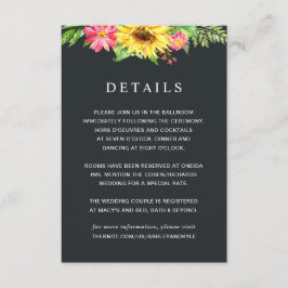 Cartão de Detalhes do Casamento de Girassol