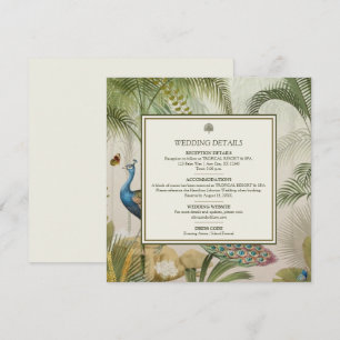 Cartão de Detalhes do Casamento de Palm de Peacock