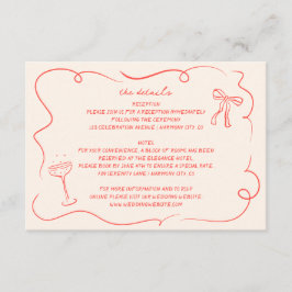 Cartão de Detalhes do Casamento Desenhado na Mão V