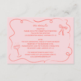 Cartão de Detalhes do Casamento Desenhado na Mão V