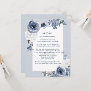 Cartão de Detalhes do Casamento Dourado Floral Bra