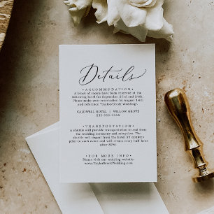 Cartão de Detalhes do Casamento Elegante Delicado 