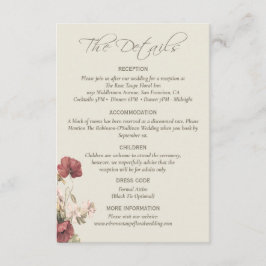 Cartão de Detalhes do Casamento Elegante Floral Du