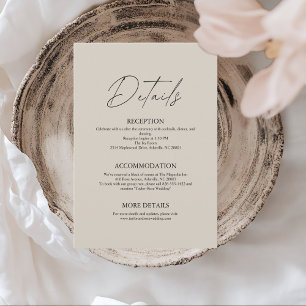 Cartão de Detalhes do Casamento Elegante Moderno
