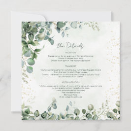 Cartão de Detalhes do Casamento Eucalyptus Quadrad