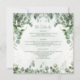 Cartão de Detalhes do Casamento Eucalyptus Quadrad