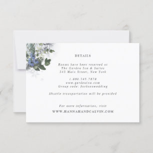 Cartão de Detalhes do Casamento Evergreen de inve