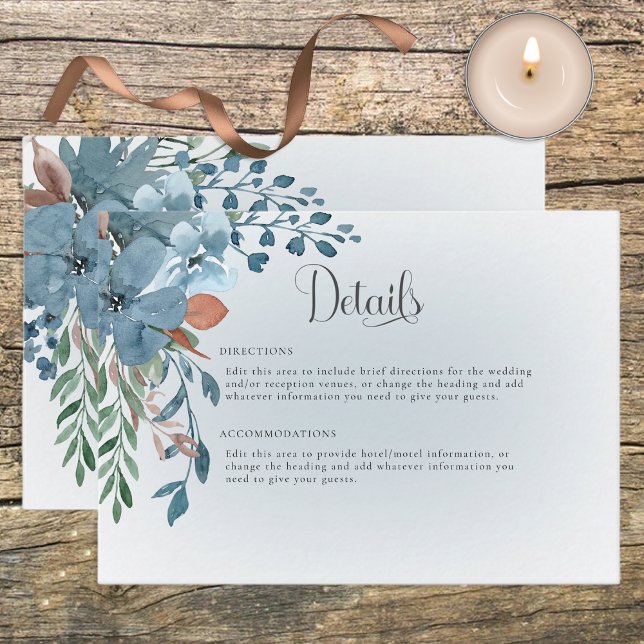 Cartão de Detalhes do Casamento Floral Boho Rust & (Criador carregado)