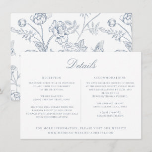 Cartão de Detalhes do Casamento Floral Dusty Blue