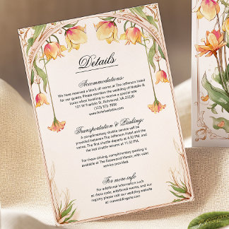 Cartão de Detalhes do Casamento Floral e Verde Ama