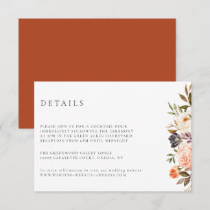 Cartão de Detalhes do Casamento Floral Terrestre d
