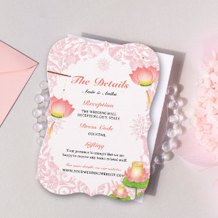 Cartão de Detalhes do Casamento Indiano com Lanter