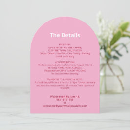 Cartão de Detalhes do Casamento Magenta Cor-de-Ros